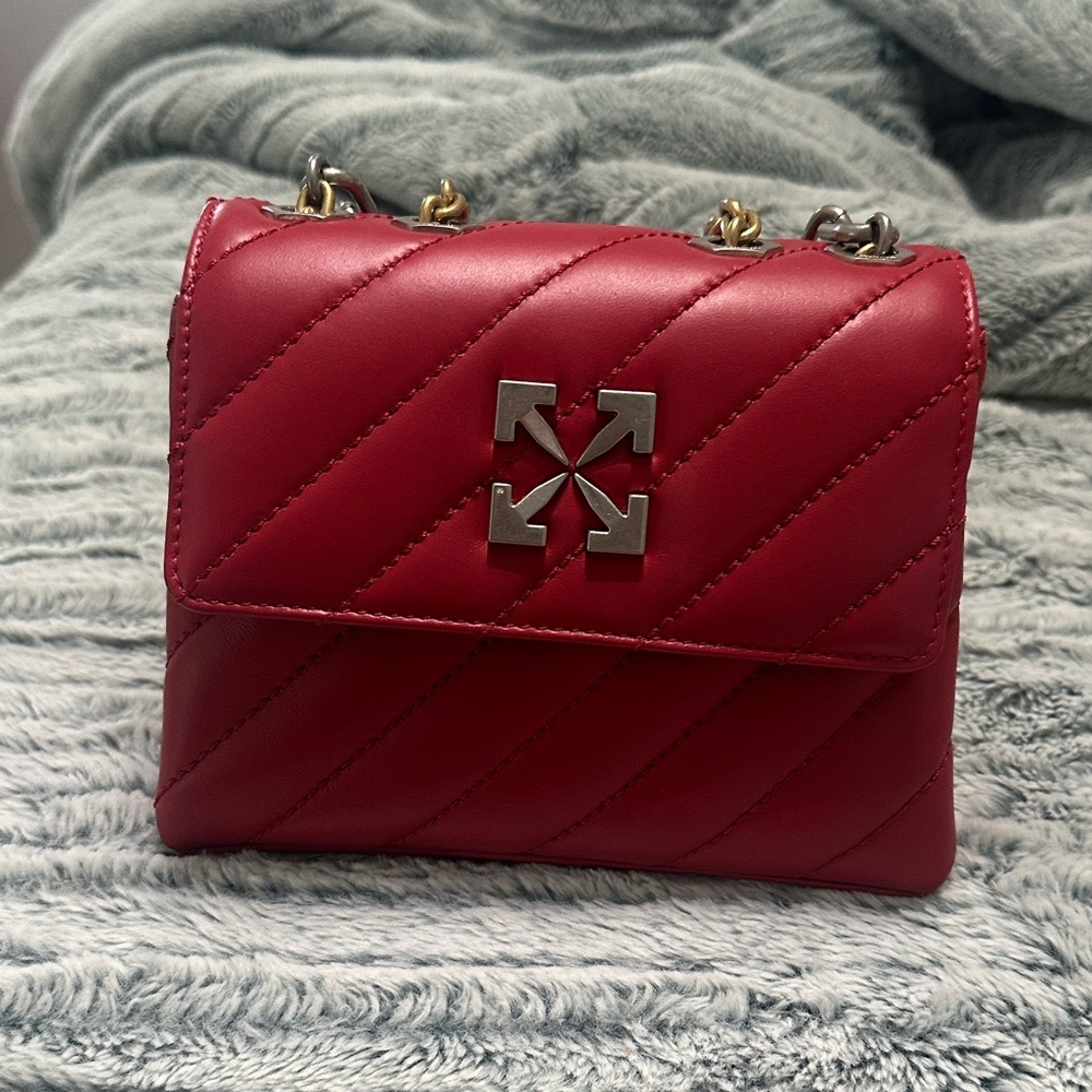 Off White Red Jackhammer 19 Quilted Chain Shoulder Bag